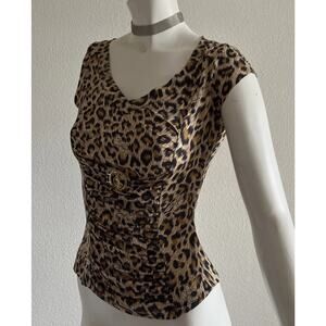 Vintage Baby Phat Sheer Leopard Print Top Size medium Y2K Grunge